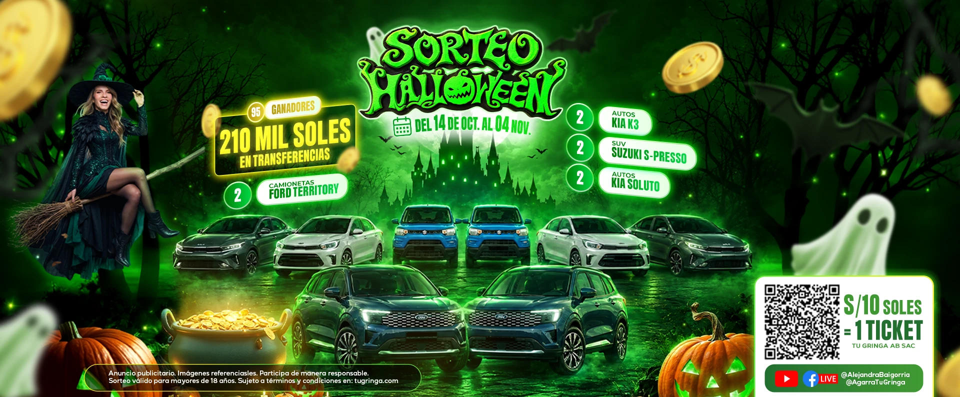 Sorteo Halloween: 8 vehículos y 210 mil soles en transferencias