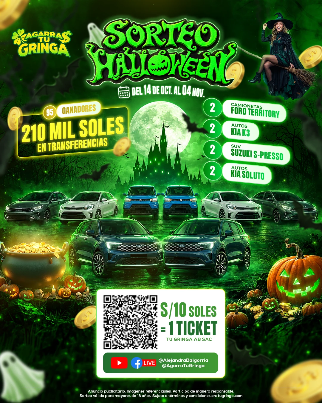 Sorteo Halloween: 8 vehículos y 210 mil soles en transferencias